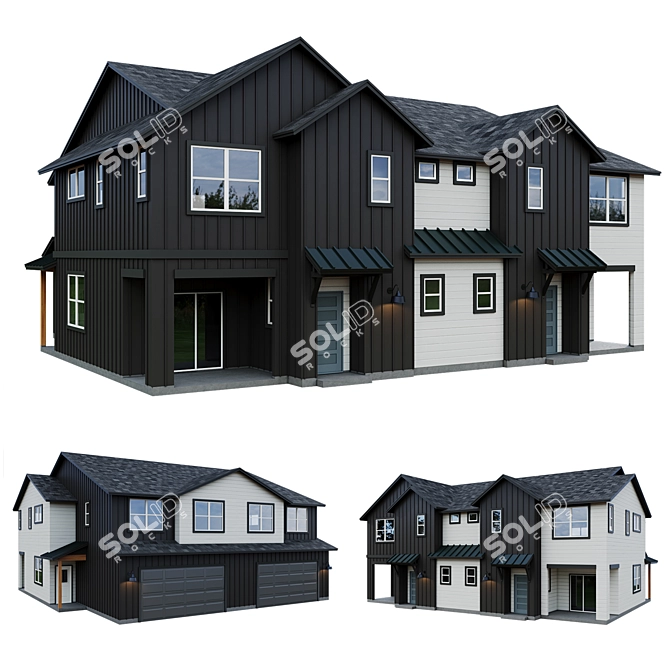 Modern Low Poly American House 3D model image 1