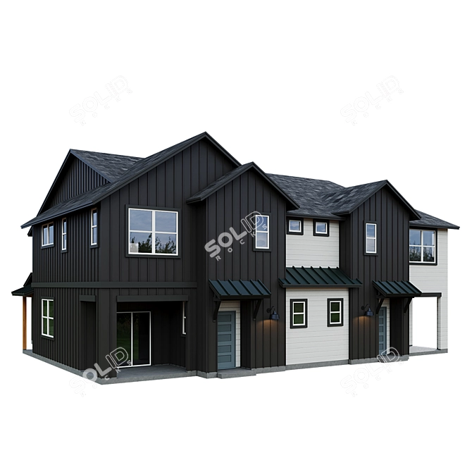 Modern Low Poly American House 3D model image 2