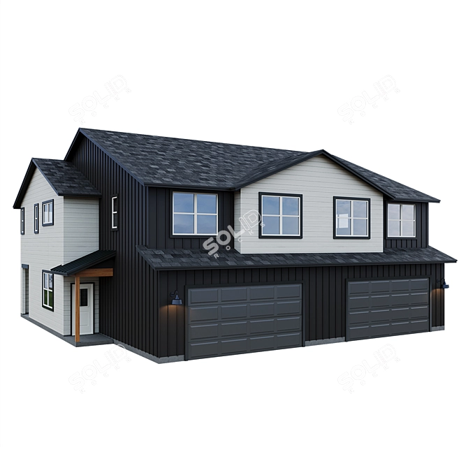 Modern Low Poly American House 3D model image 3