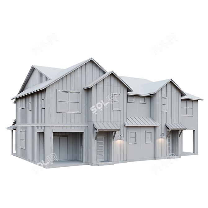 Modern Low Poly American House 3D model image 6