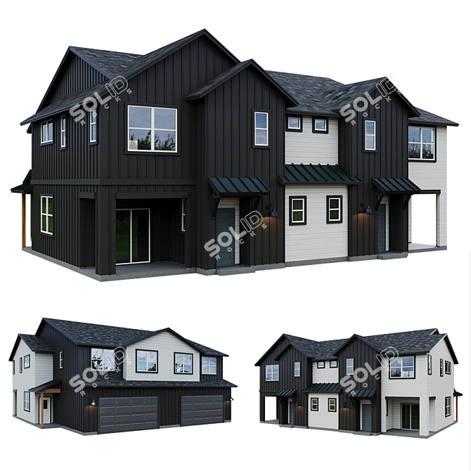 Modern Low Poly American House 3D model image 7