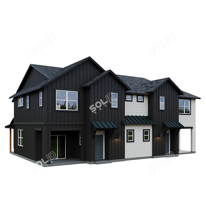 Modern Low Poly American House 3D model image 8