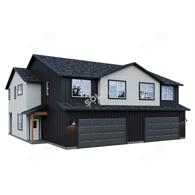 Modern Low Poly American House 3D model image 10