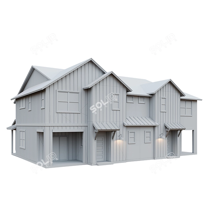 Modern Low Poly American House 3D model image 13