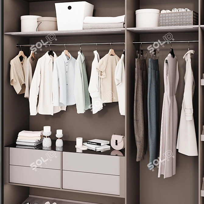 Modern White Wardrobe Composition 3D model image 5