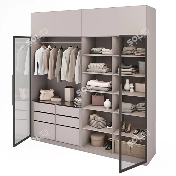 Modern Beige Wardrobe Set 3D model image 4