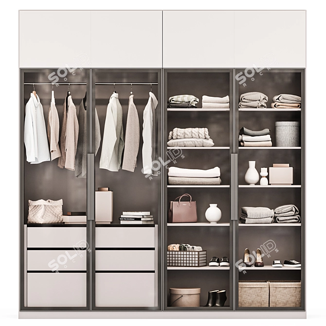 Modern Beige Wardrobe Set 3D model image 5