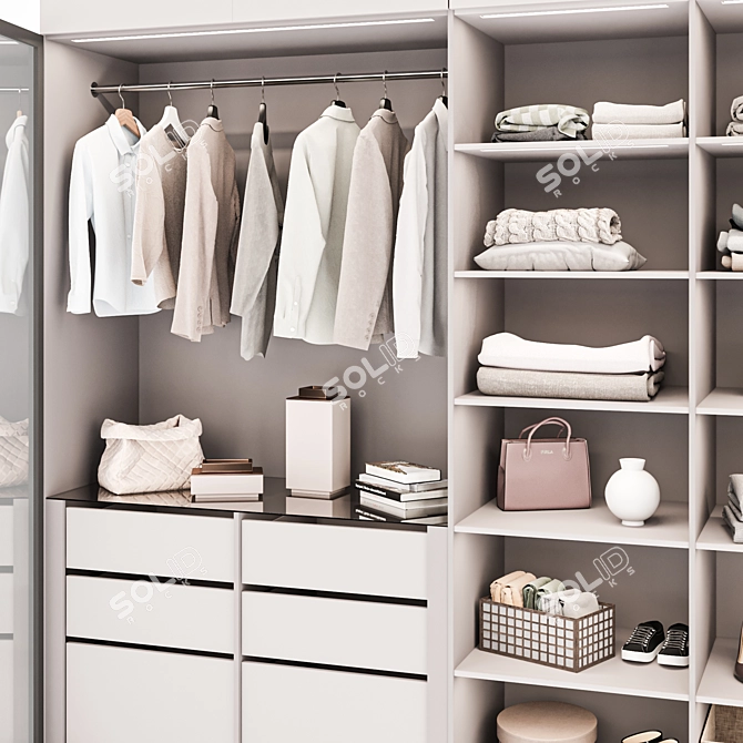 Modern Beige Wardrobe Set 3D model image 6