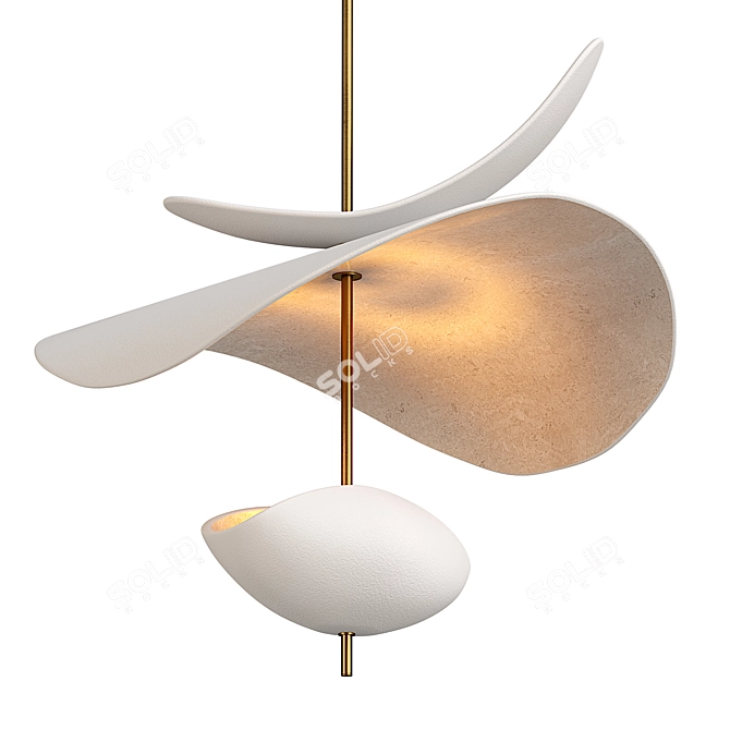 Ceramic and Brass Pendant Chandelier 3D model image 1