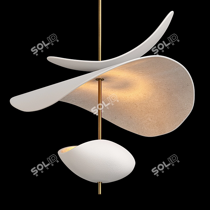 Ceramic and Brass Pendant Chandelier 3D model image 3