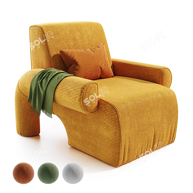 Elegant Lounge Set with Ottoman 3D model image 1