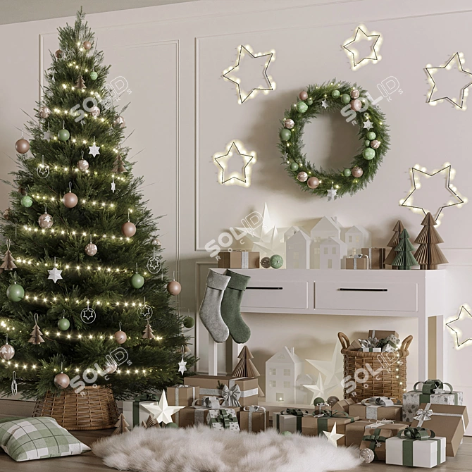 Festive Christmas Decor Set 01 3D model image 2