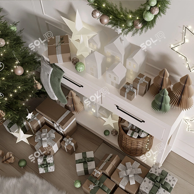 Festive Christmas Decor Set 01 3D model image 4