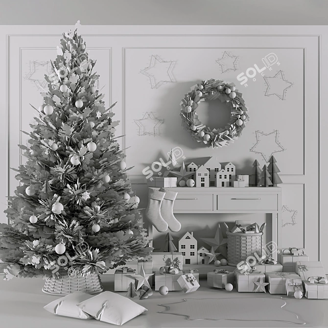 Festive Christmas Decor Set 01 3D model image 7