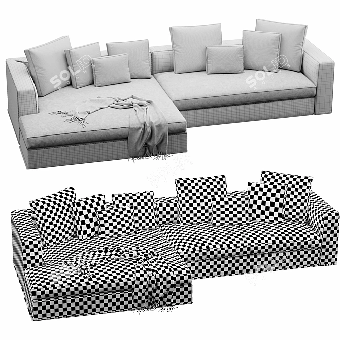 Modern Powell Sofa Furniture 3D model image 5
