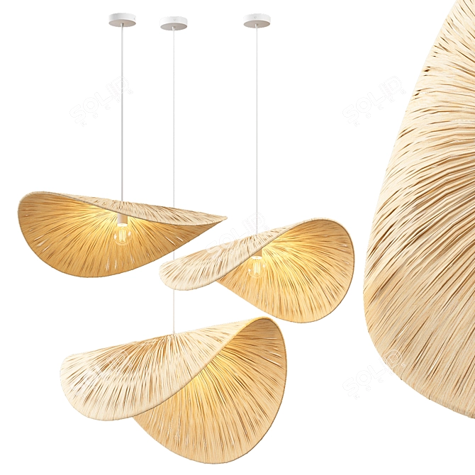 Raffia Poppy Lamp Shade 3D model image 4