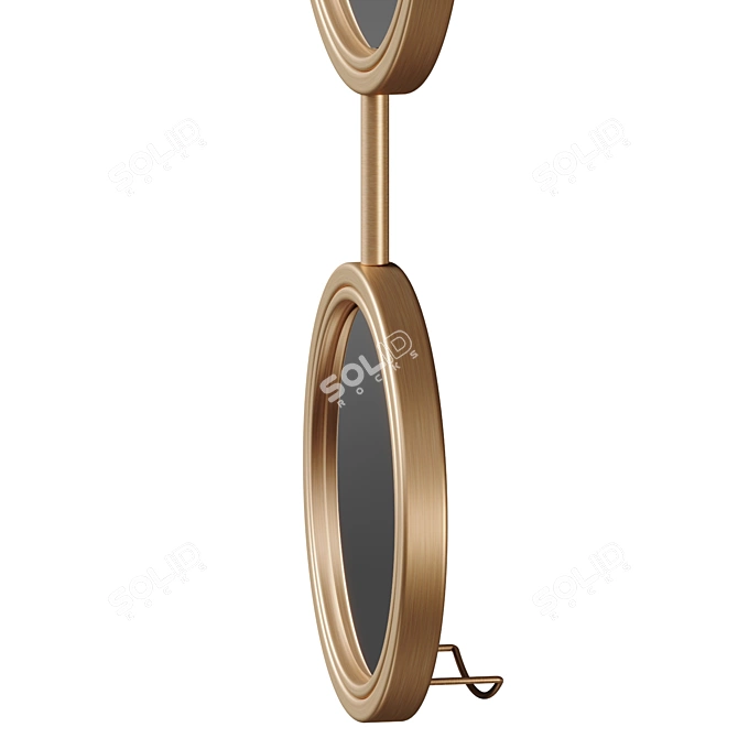 Gold Double Circle Wall Mirror 3D model image 3