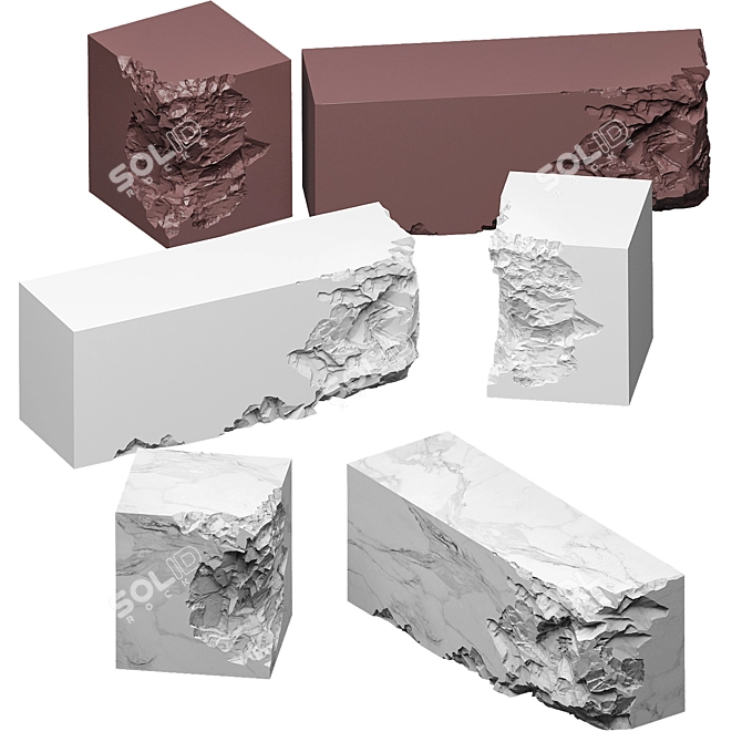 Custom Gypsum Stone Elements Set 3D model image 2