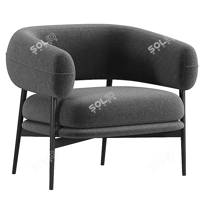 Modern Leather Lounge Chair Zanotta 3D model image 3