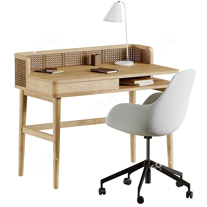 Elegant Work Space Set 3D model image 1