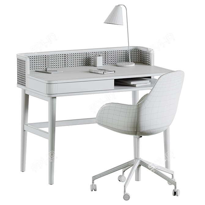 Elegant Work Space Set 3D model image 5