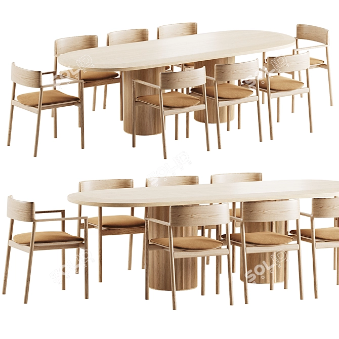 Modern Dining Set 72, Corona Render 3D model image 1