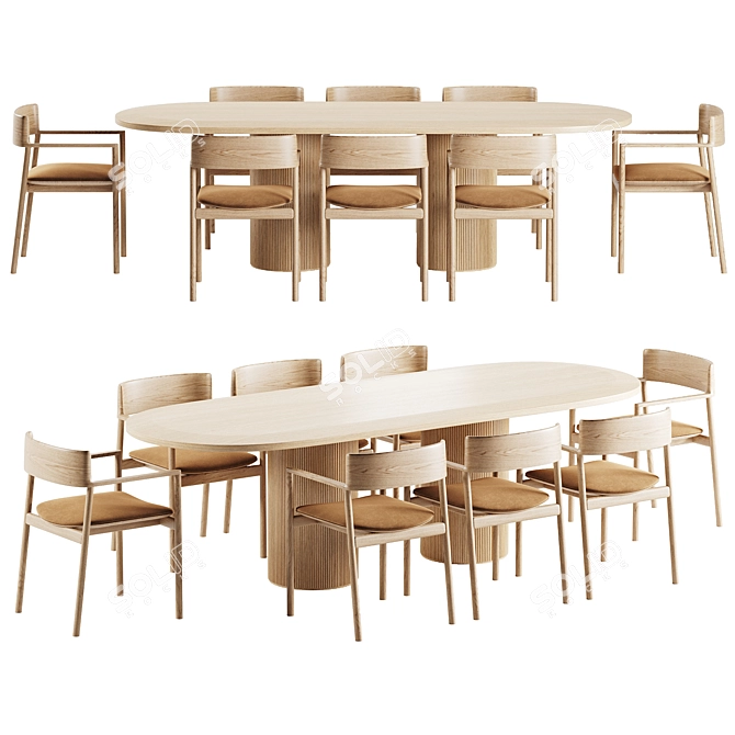 Modern Dining Set 72, Corona Render 3D model image 2