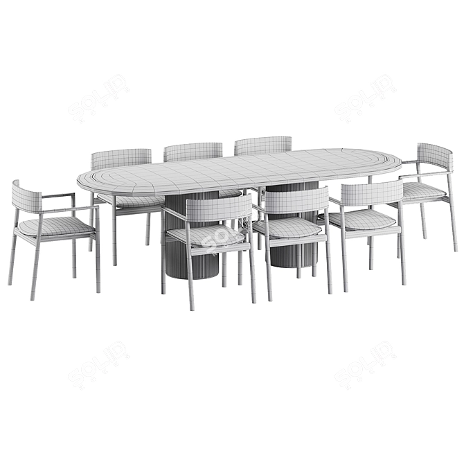 Modern Dining Set 72, Corona Render 3D model image 4