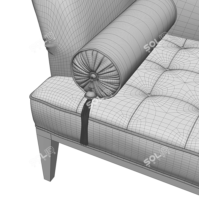 Elegant Red Velvet Chaise Longue 3D model image 5