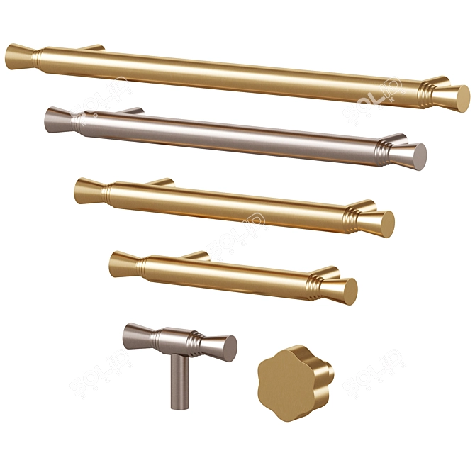 Elegant DUKE Brass Meraki Handles 3D model image 1