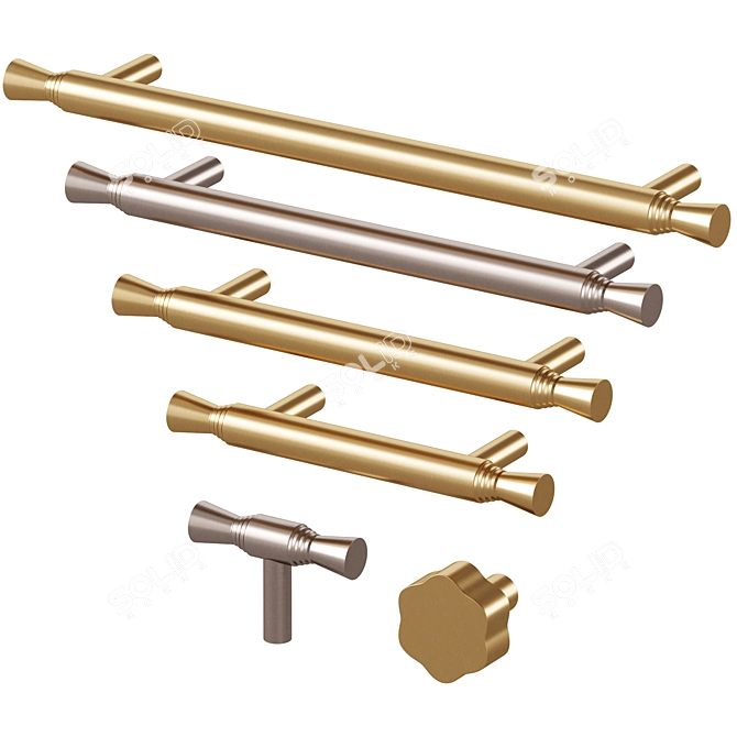 Elegant DUKE Brass Meraki Handles 3D model image 4