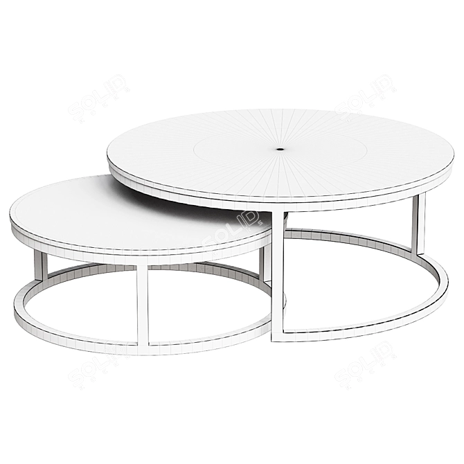 Round Golden Coffee Table Duo 3D model image 2