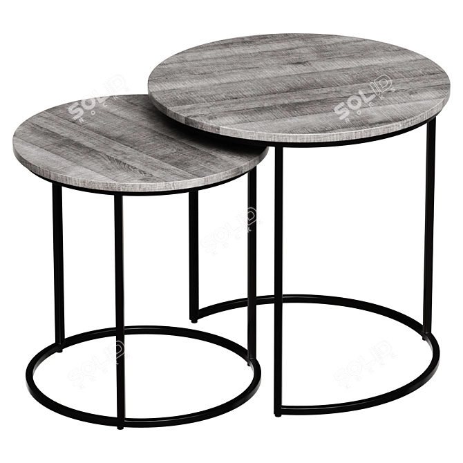 Set of Two Grey Coffee Tables 3D model image 1