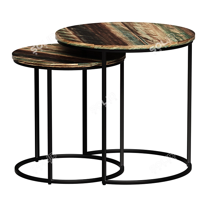 Round Wooden "Indu" Coffee Table 3D model image 1