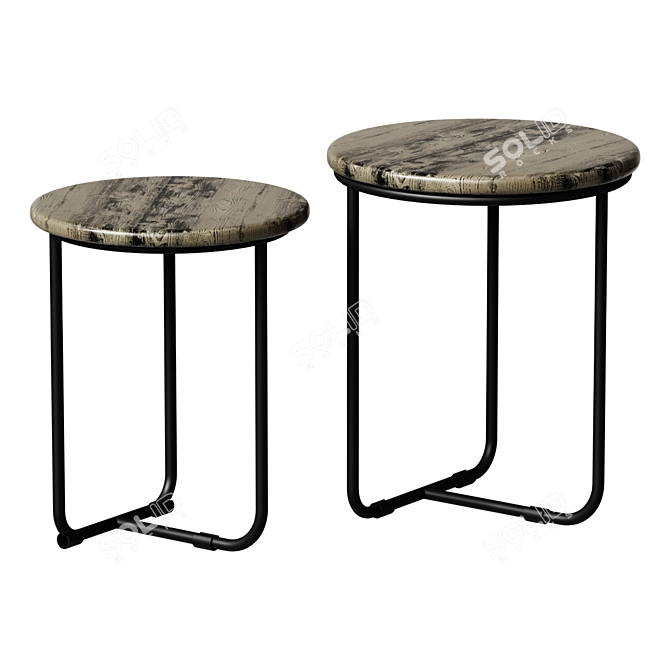 Round Two Brown Coffee Tables 3D model image 1