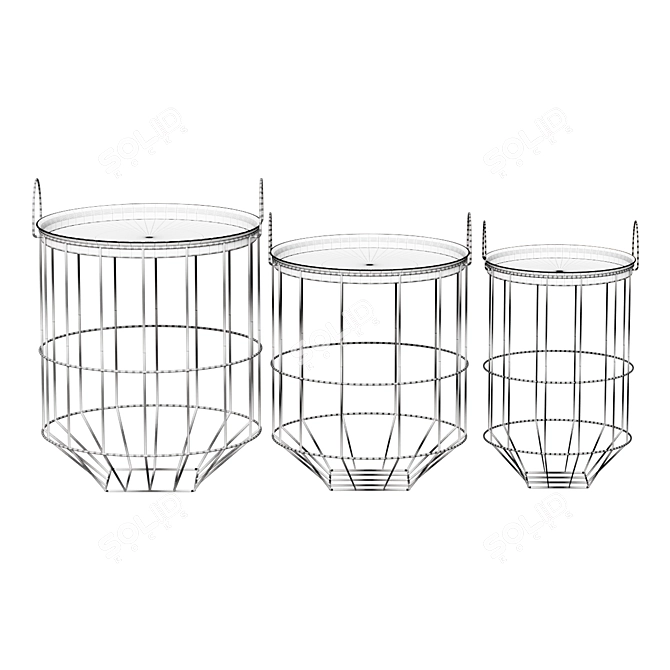 Metal Basket Coffee Table Set 3D model image 2