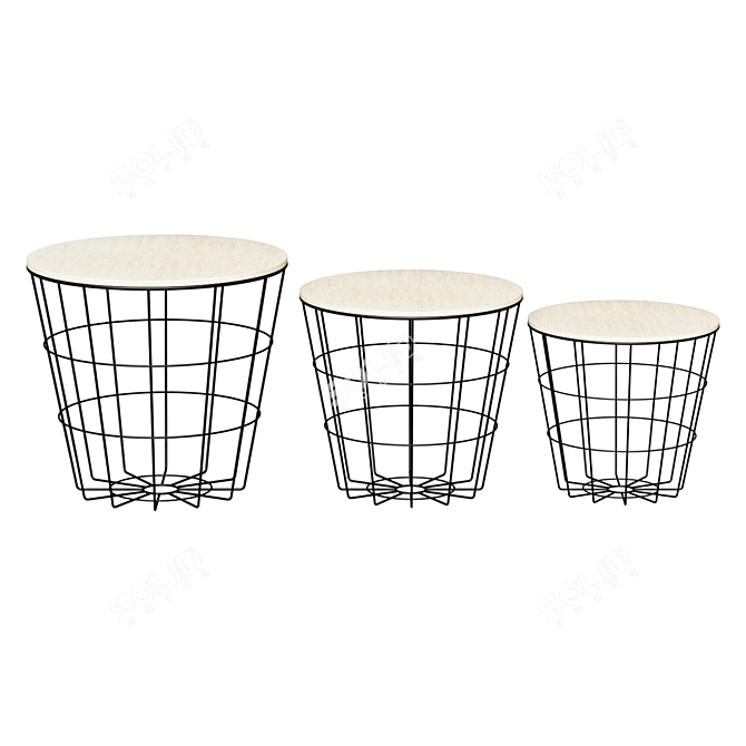 Brown Basket Coffee Table Set 3D model image 1