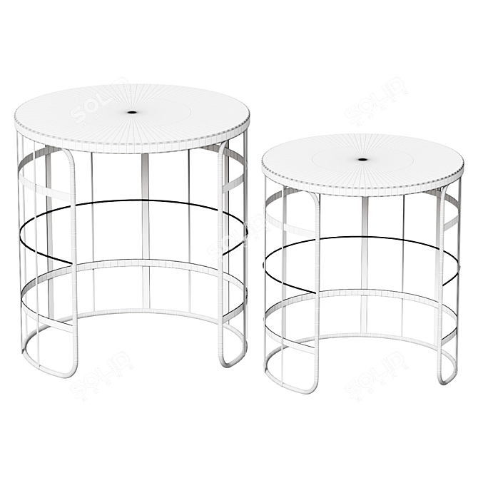 Black Round Coffee Tables Set 3D model image 2