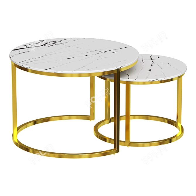  Plumeria Round Gold Coffee Table 3D model image 1