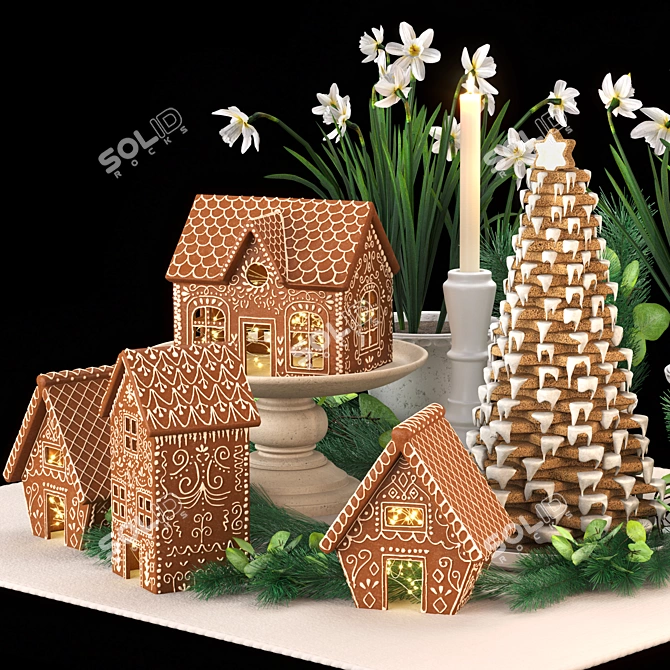 Gingerbread Village Houses Set 3D model image 5