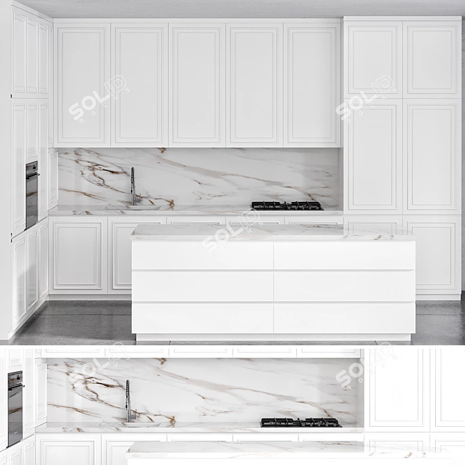 Neoclassic Kitchen with Fisher & Paykel Appliances 3D model image 2