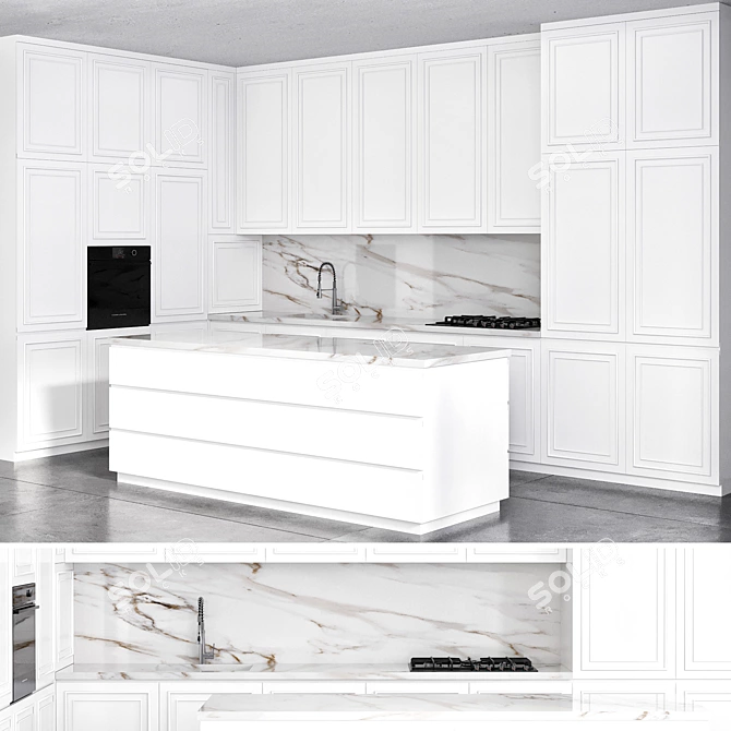 Neoclassic Kitchen with Fisher & Paykel Appliances 3D model image 3