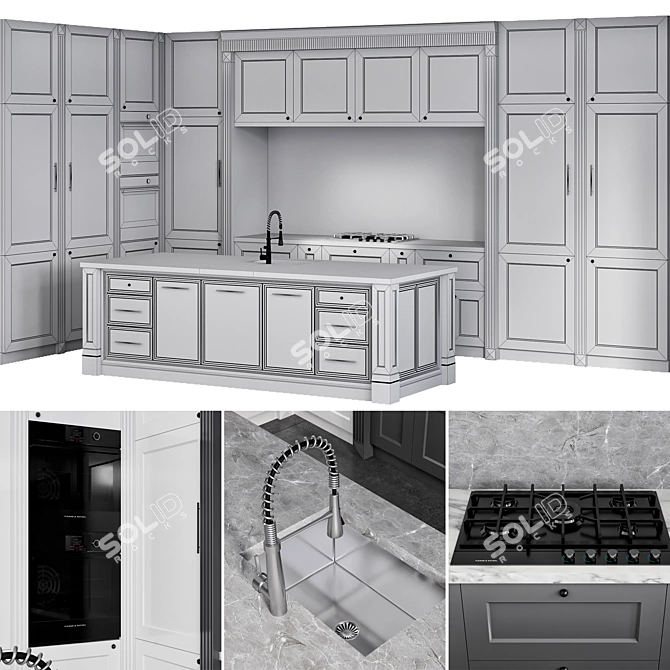  Neoclassic Kitchen Set with Objects 3D model image 6