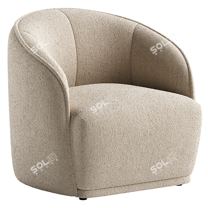 Modern White Boucle Chair Model 3D model image 2