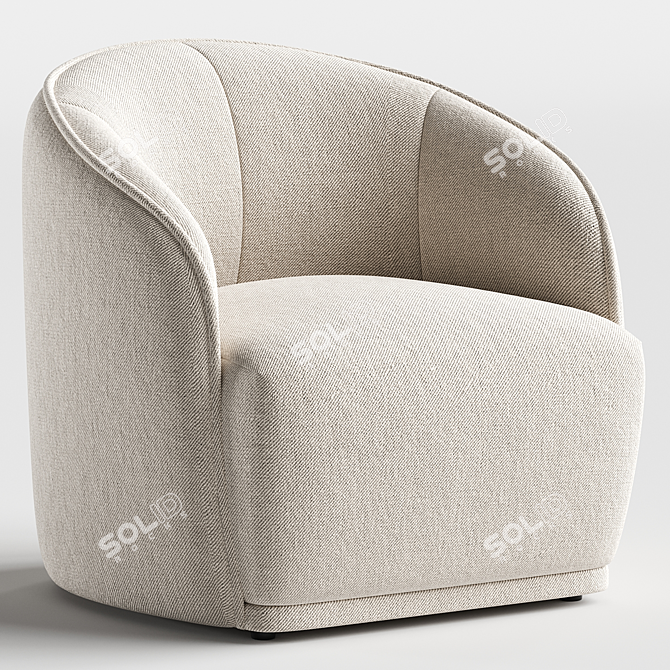 Modern White Boucle Chair Model 3D model image 6