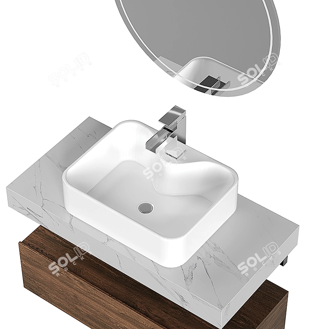 Sleek Modern Floating Vanity Set 3D model image 2