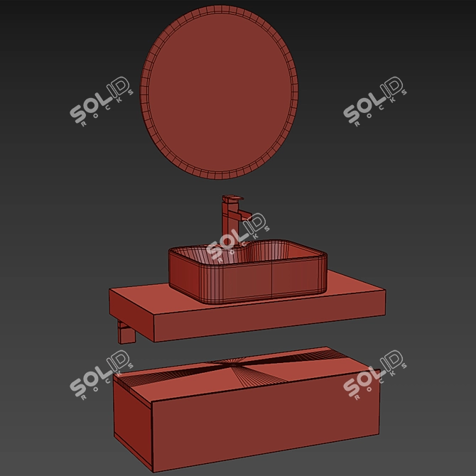 Sleek Modern Floating Vanity Set 3D model image 5