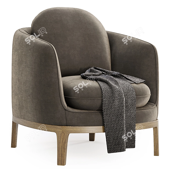 Bilbao Timber Lounge Chair 3D model image 2