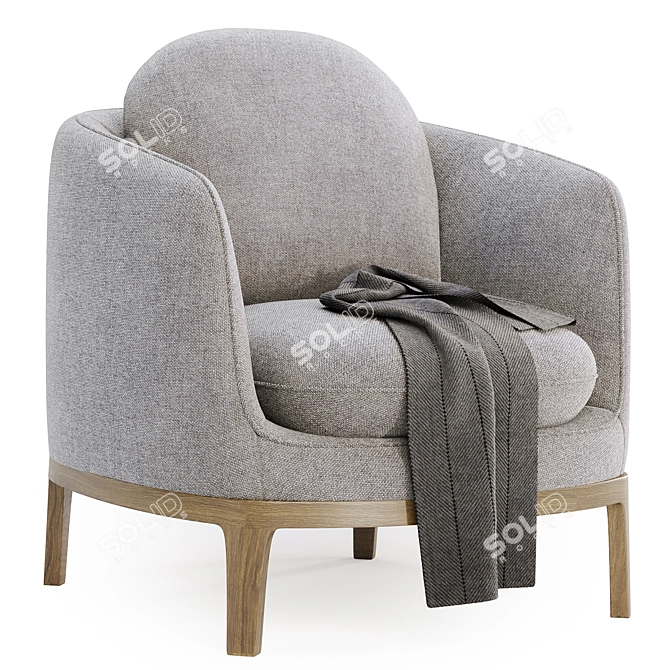 Bilbao Timber Lounge Chair 3D model image 3