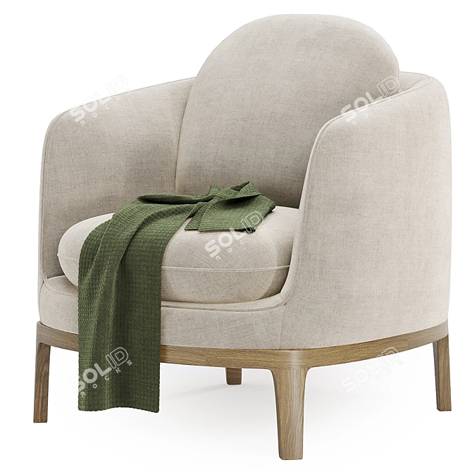 Bilbao Timber Lounge Chair 3D model image 4